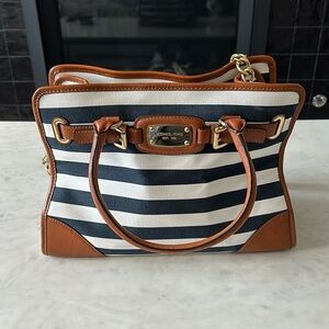 Michael Kors Navy and White Stripe Bag RARE